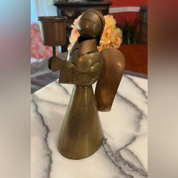 Vintage Brass Angel Candle Holders from Mexico - Set of 3 - Picture 8 of 16